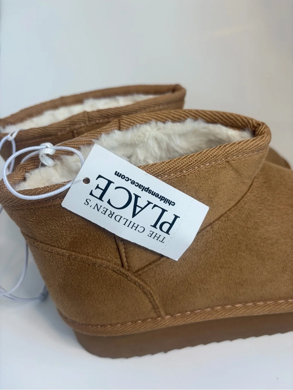 NWT Girls Boots low platform Faux-Shearling low Slip-on Booties Tan Size 3
